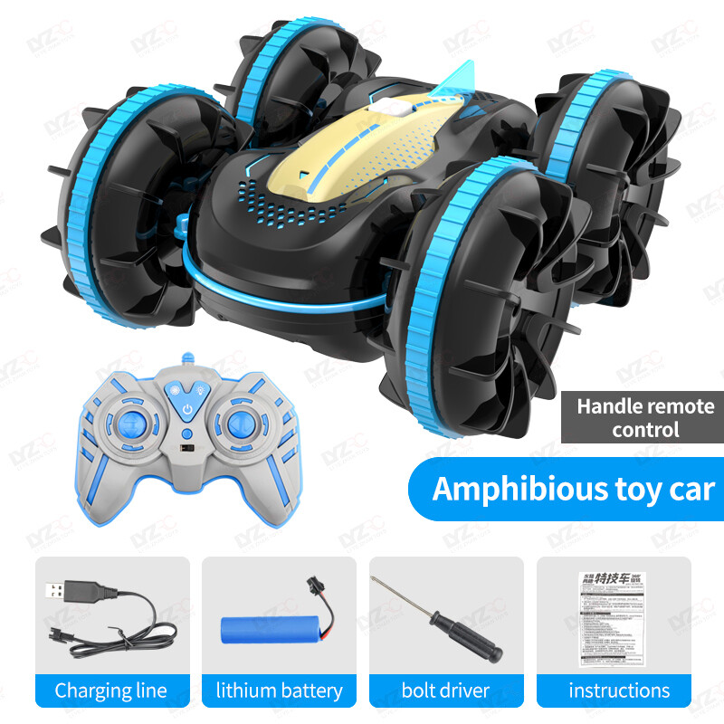 LYZRC New Arrival Kereta Control RC Car with Light 2.4G Amphibious Remote Control Stunt Car Hand Control Car Double-sided Tumbling Driving Vehicle Children's Electric Toys Car for Kids Boys Girls