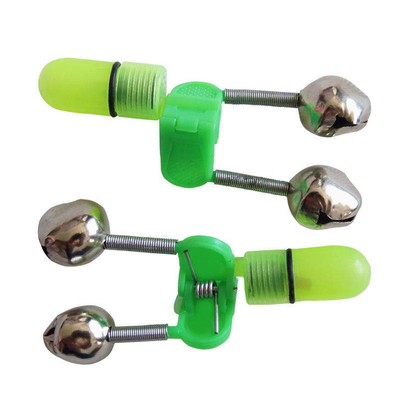 LAkutterfly Led Night Fishing Rod Bite Bait Alarm Light Twin Bells Clip Alerter Lightweight Portable Camping Equitment