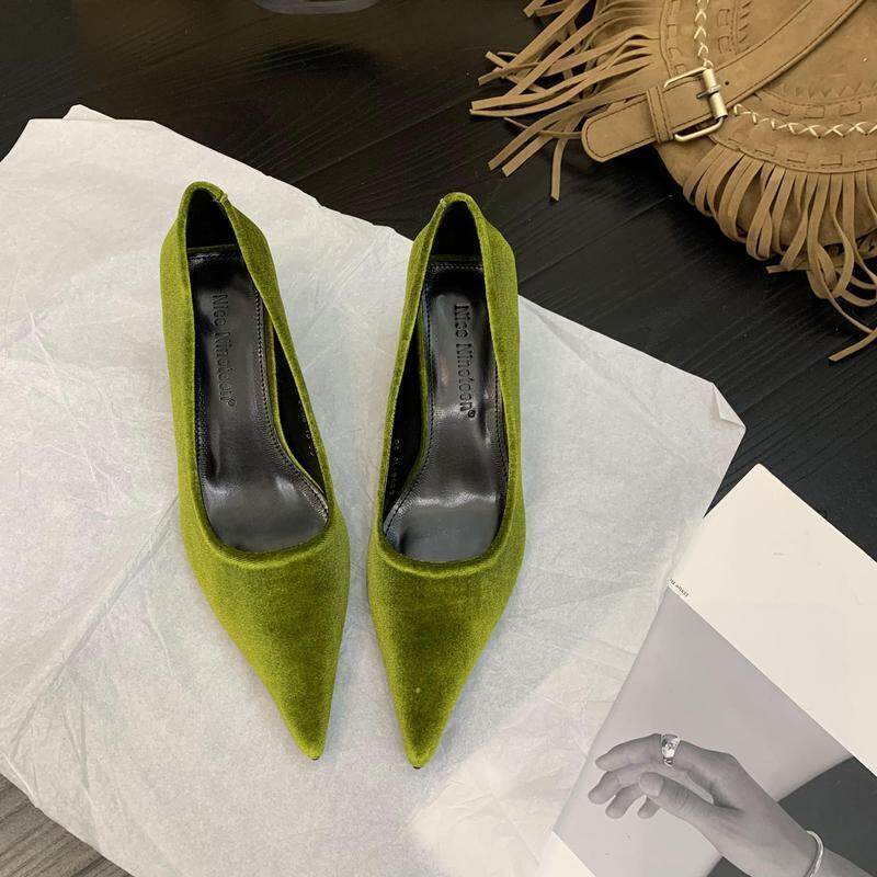 Huilm, women's high heels 3cm2024 new suede pointed thin heels high heels women's black work shoes comfortable women's shoes