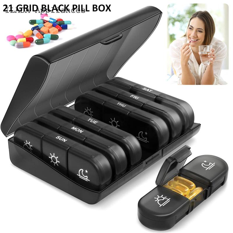 Pill Box 7 Days 21 Grids 3 Times a Day Pills Case Large Portable Pill Organizer for Travel Pill Case Portable Pill Organizer Reusable Large Weekly Pill Box ILADA