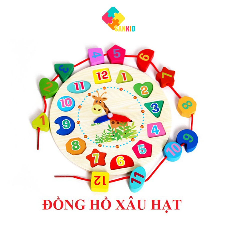 [Hoàn Tiền 10%]Đồng hồ xỏ giây thả hình khối cho bé