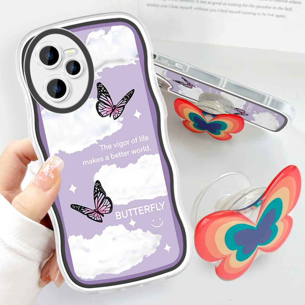 Free Holder）Phone Case For Realme C11 C15 C31 C33 C35 Realme Narzo 50A  Prime Fashion Soft Wavy Beautiful Butterfly Cartoon Shockproof Cellphone  Casing Full Cover Camera Protection | Lazada