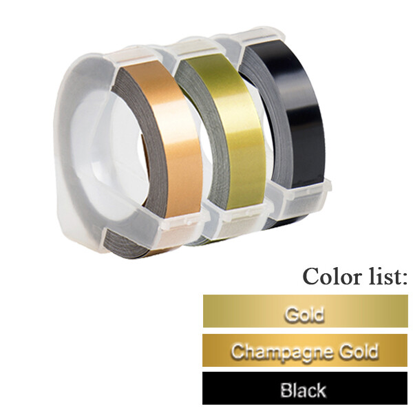 3Rolls 9 Mét Nhãn Dán 3D Emboss Nhựa Nhãn Băng Cho Motex Label Maker E303 E202 E101