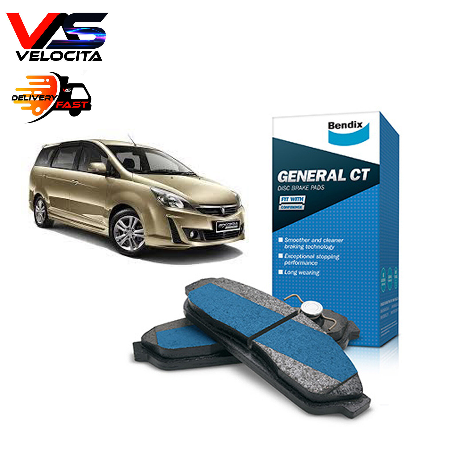 BENDIX FRONT BRAKE PADS PROTON EXORA BOLD TURBO GENERAL CT (DB2179GCT) Lazada