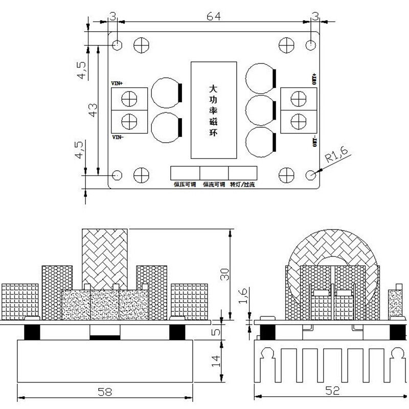 DC-DC 12A 150W Mô-đun Điện Giảm Áp CV CC Có Thể Điều Chỉnh 4.5-32V Thành 1-30V Mô-đun Điện Bước Xuống Không Đổi Điện Áp