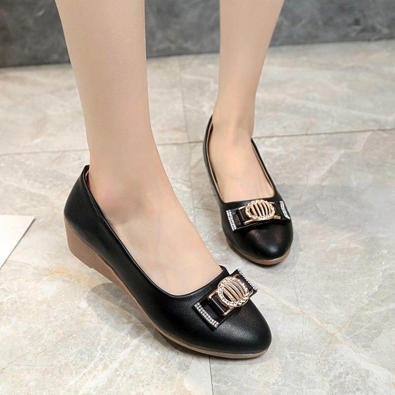 Ladies Womens Wedge Heels Work Office Casual Smart Pointy Toe Court Shoes Size