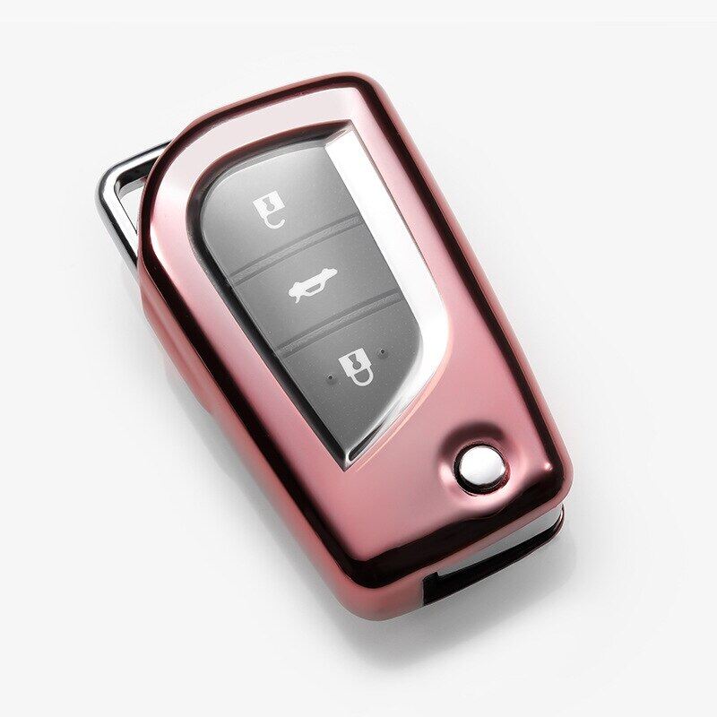 Huiyisunny Toyota fortuner innova Soft TPU Remote Fob Key Case Cover holder car key shell cover For Toyota yaris hilux vellfire 2010 chr estima vellfire altis Auris Corolla 2015/2016 Reiz Hilux Revo Innova Rav4 Scion TC IM Keychain Bag Shell ready stock