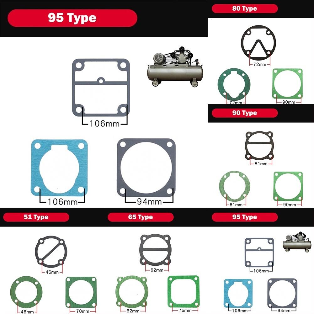 Toolstar Head Gasket Set For Air Compressor Piston Ring 51/65/80/90/95 Type Rebuild Kit