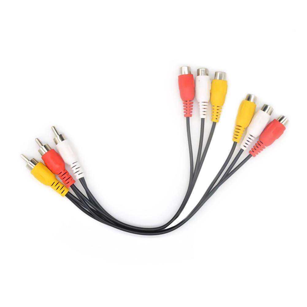 1Pc 3 RCA Male to 6 RCA Female Splitter Cord DVD AV Audio Video Adapter CableAv One Point Two Lotus Head 3 Male To 6 Female Dvd Set-Top Box Connected To Tv Rca One Drag Two Video Cable