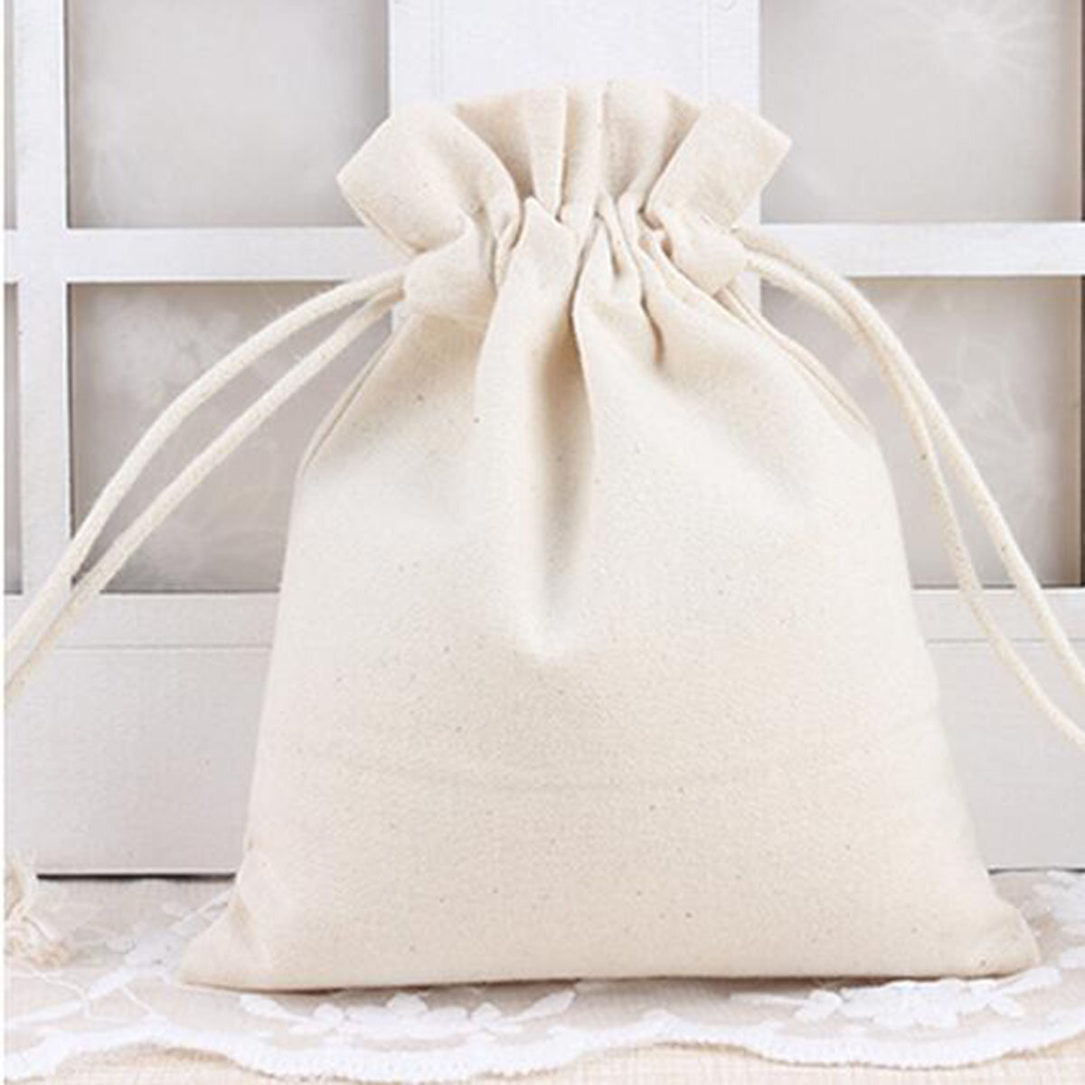 1PC Gift Bags For Girls Children Canvas Pouch Drawstring Solid Color Candy Gift Storage Bags Jewelry Packaging