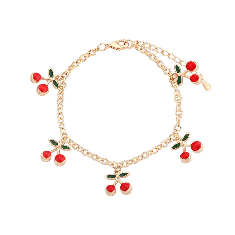 MIAOYA Cherry Love Heart Shape Bracelet Anti-allergic Material  Student Accessories  Fashion Jewellery  OOTD