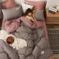 【JJT】4 in1 Bedsheet Sets Solid Color Comforter Quilt Cover Mattress Protector Flat Bedsheet Set with 2 Pillowcases for Women Kids Single/Queen/King/Spuer King Size