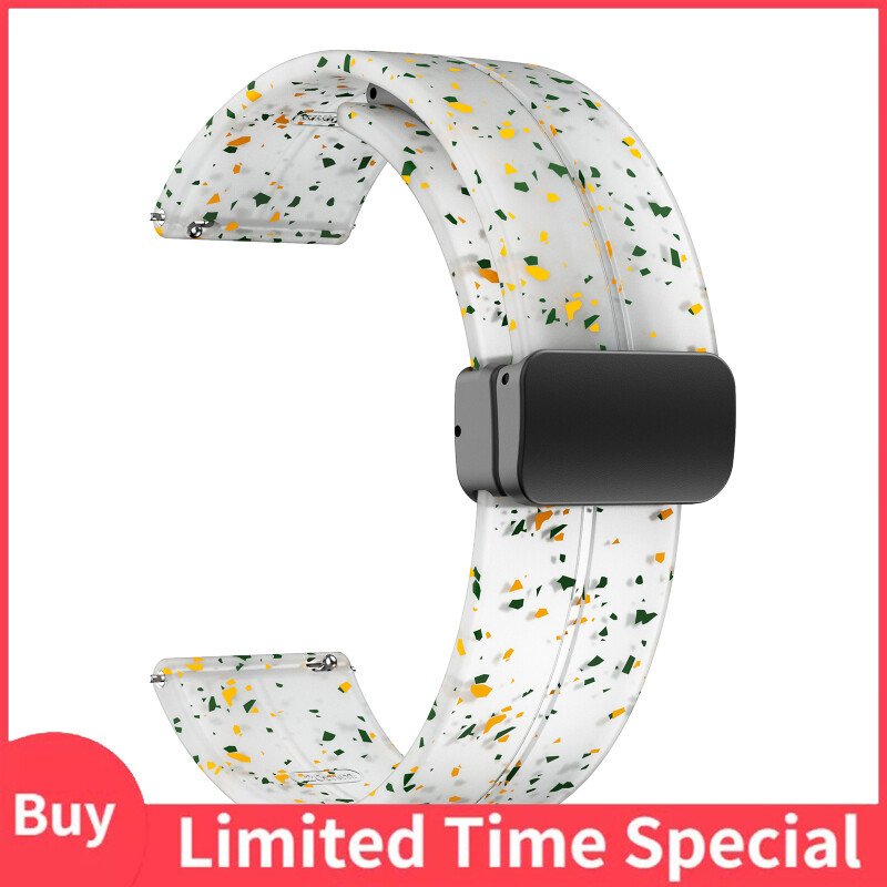 22mm/20mm Strap Watch Band Replacement Quick Release Magnetic Folding Buckle Universal Silicone Watch Strap