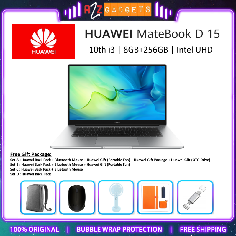 HUAWEI MateBook D15 2021 (Intel Core 10th i3/10th i5/11th i5) | (8GB+512GB/256GB) Laptop - Original Huawei Malaysia Malaysia
