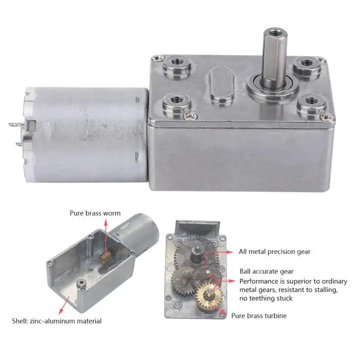 24V,10RPM Speed Reduction Motor,Micro Type DC Speed Reduction Motor Large Torsion Worm Gear Motor 24V for Multiple Purposes