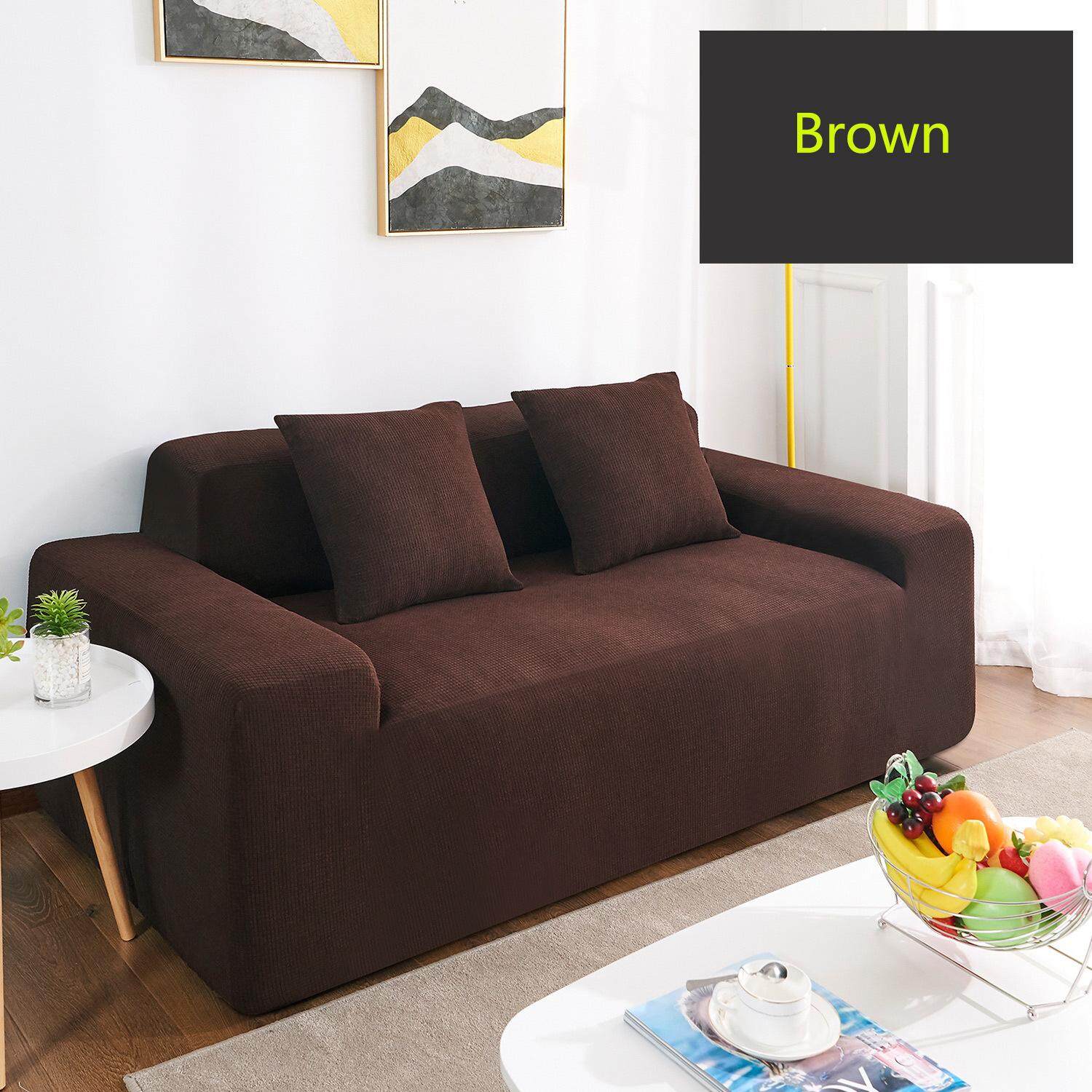 2Pcs Dark Brown /_Size S Stretch Sofa Seat Cushion Cover Couch Slipcover