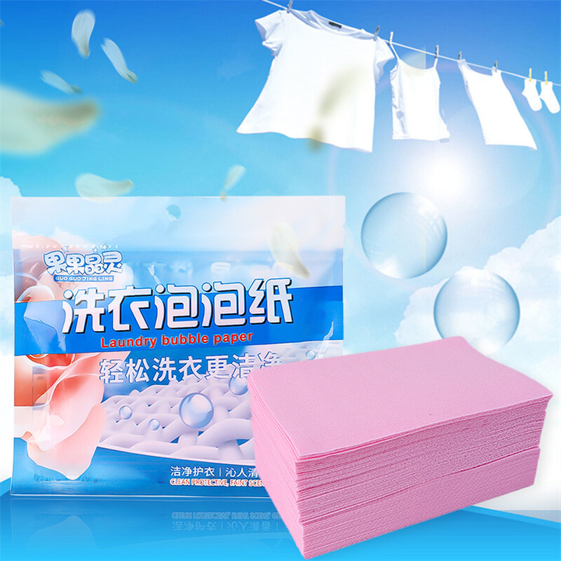 60/30Pcs Dissolve Laundry Tablets Cleaning Laundry Detergent Bubble Paper Strong Decontamination Concentrated Laundry for Washing Machine
