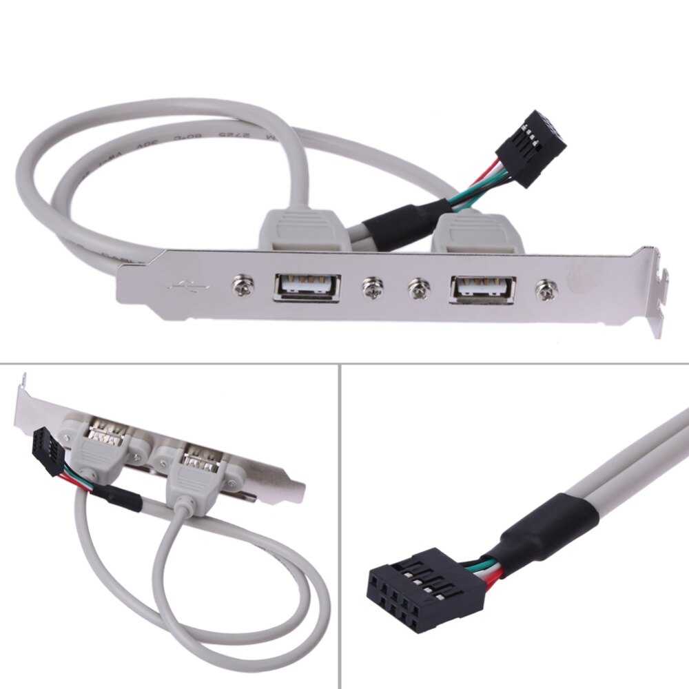 Cáp Bo Mạch Chủ Khung Bảng Điều Khiển Phía Sau 2 Cổng Bộ Chuyển Đổi Cáp Kết Nối USB 2.0