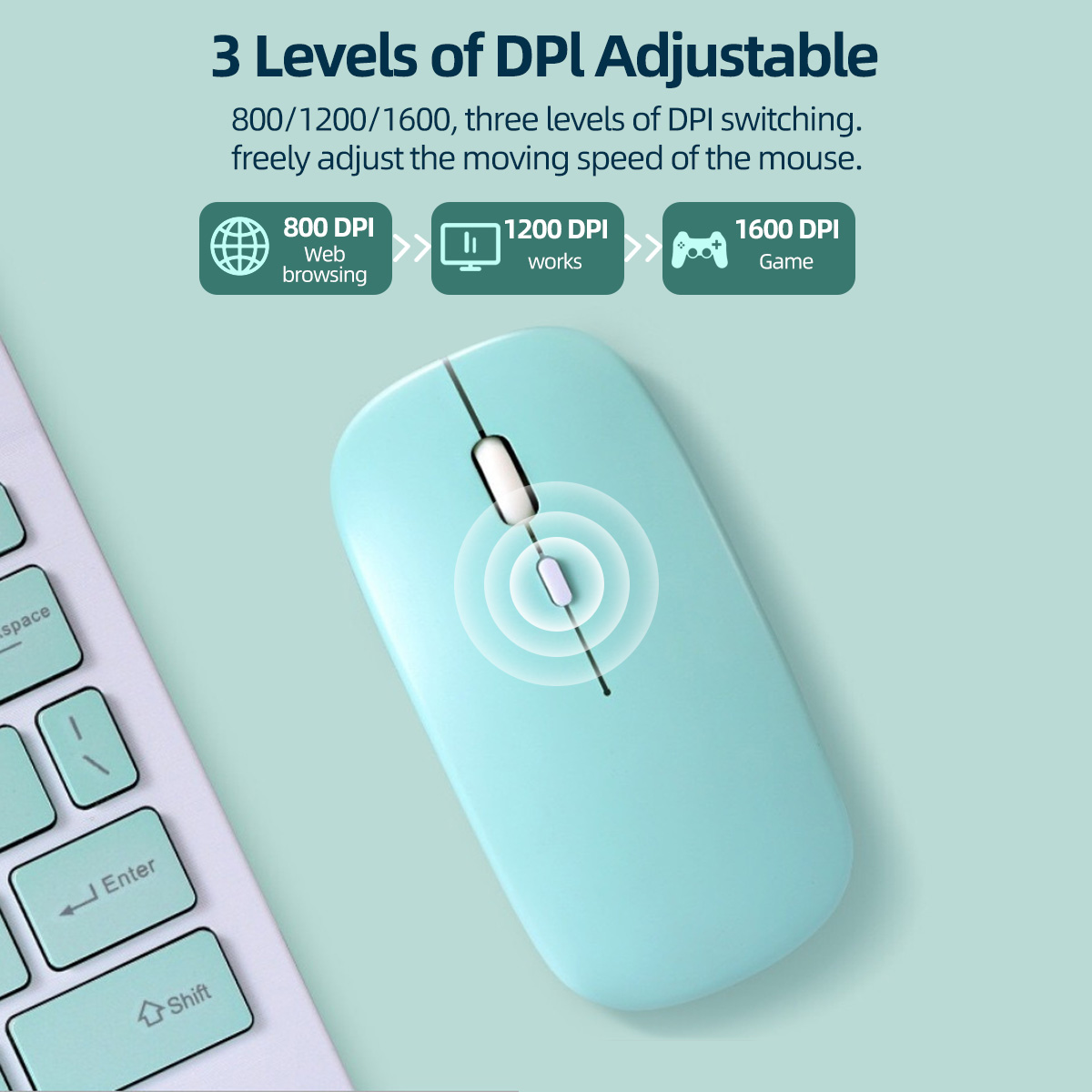 Bluetooth-compatible Mouse Dual Mode Silent Rechargeable Portable Wireless Mouse For Mobile Phone Office Tablet (in stock)