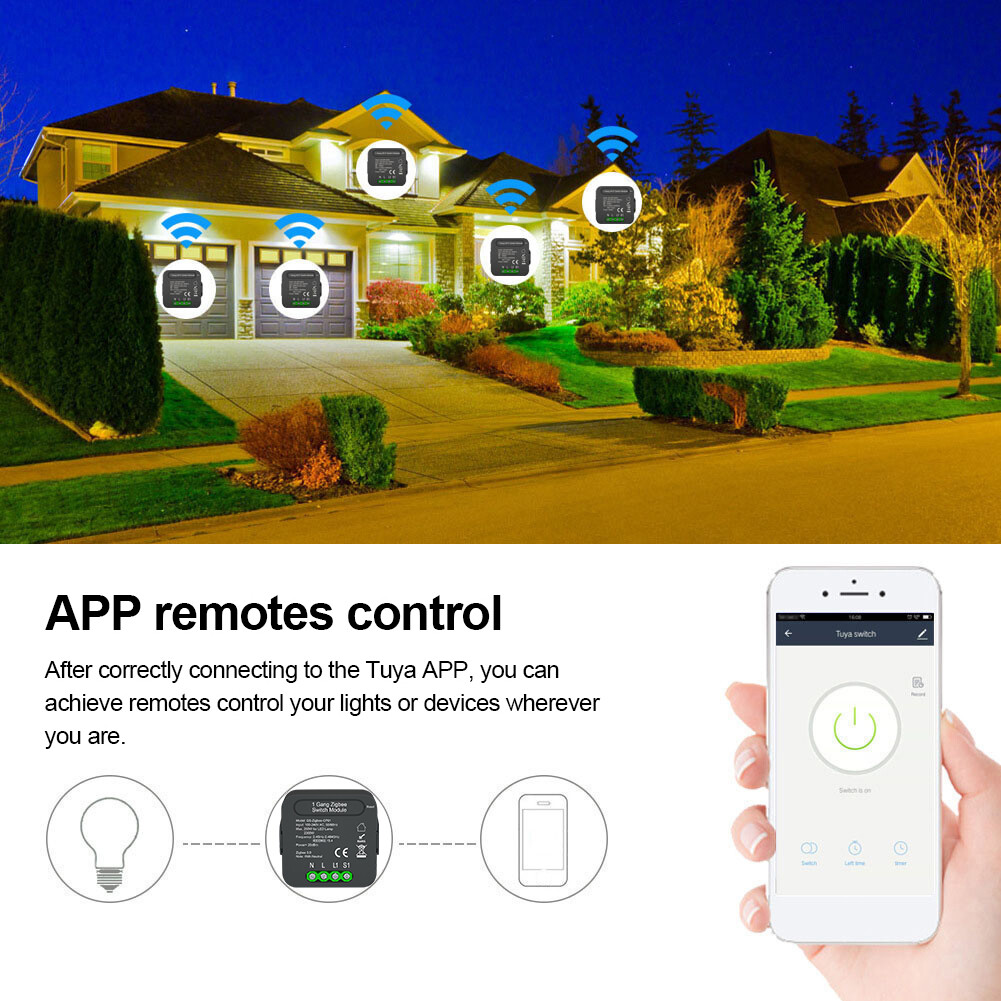 KKmoon QS-Zigbee-CP01 Tuya ZigBee Intelligent Switch Module Intelligent Home Switch Conversion Module 1 Gang Switch Module Device Sharing Timing Function Mobilephone APP Remotes Control for Alexa Google Home Voice Control Used with Gate-way