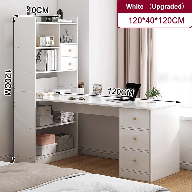 Sofya Computer Table with Book Shelf Study Desk with Storage Rack ...