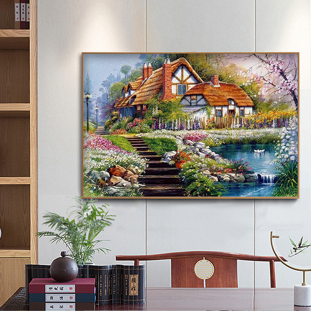 Cross Stitch Kits 11CT Stamped DIY Cabin Full Embroider Needlework