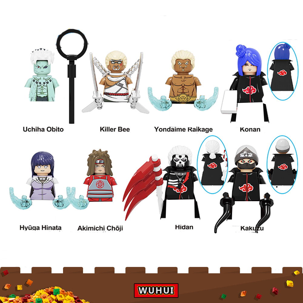 WUHUI 8PCS Naruto Cartoon Minifigures Toy Building Kit  Toy  Building Blocks Naruto Uzumaki Uchiha Sasuke Jiraika Hatake Kakashi Figures Toys Building Bricks for Preschool Children Ages 3+ Kids Toys Compatible with All Brands