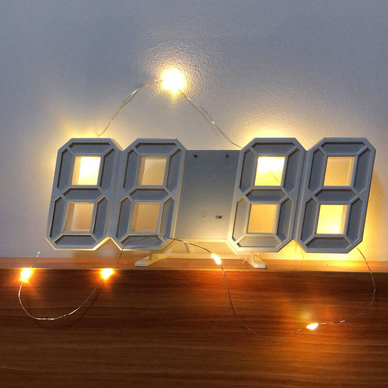 Đồng Hồ Treo Tường Kỹ Thuật Số LED Lớn 3D, Hiển Thị Đèn Ngủ Ngày Giờ Đồng Hồ Để Bàn Đồng Hồ Báo Thức Để Trang Trí Phòng Khách Gia Đình