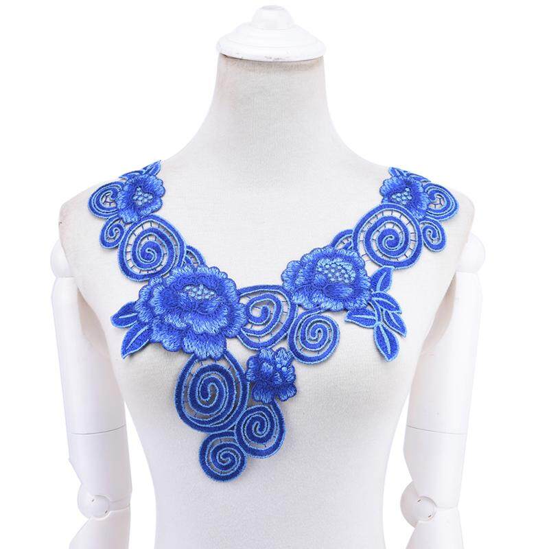 1PC Lace Embroidered Floral Neckline Neck Collar Trim Clothes Sewing Applique