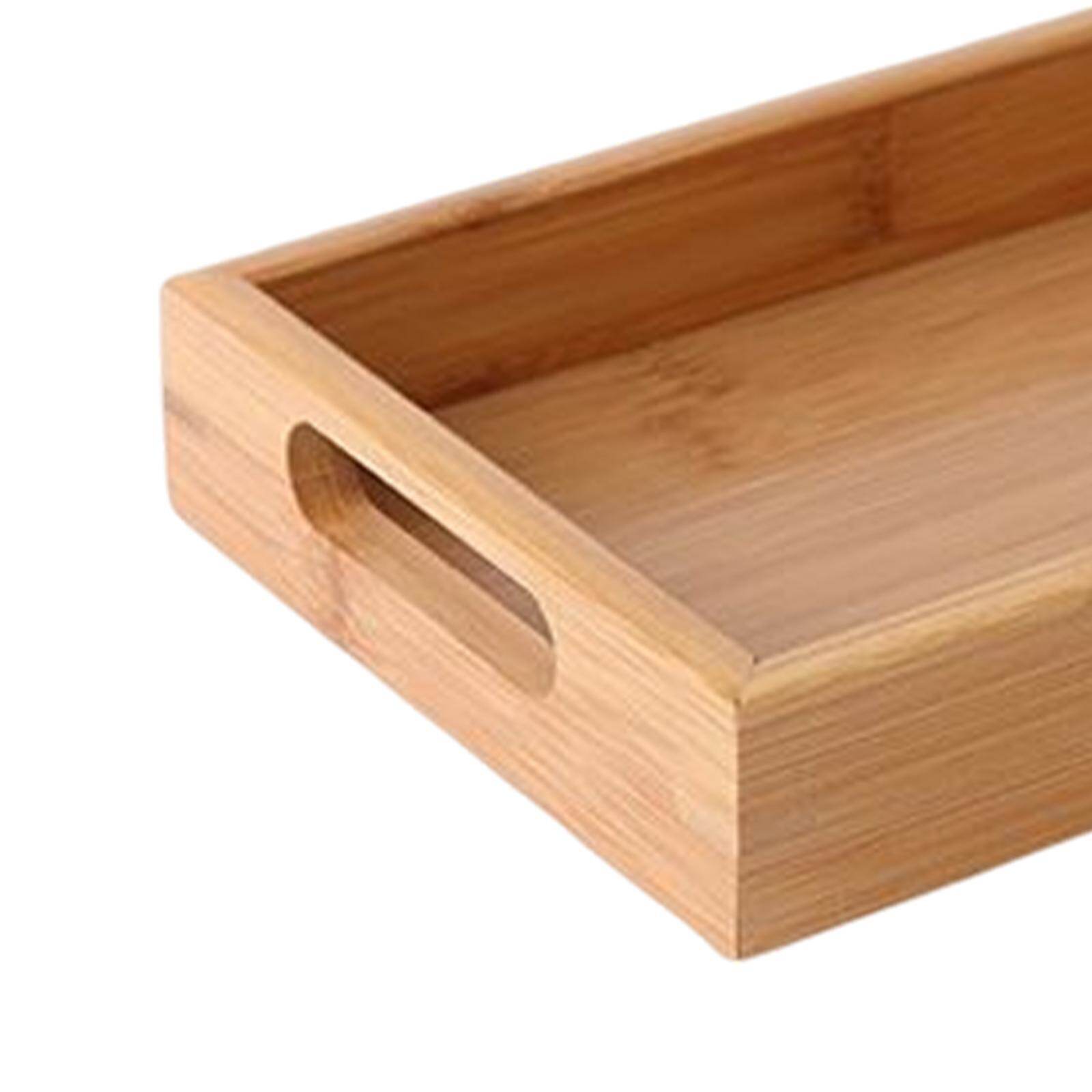 Blesiya Rustic Bamboo Serving Trays for Kitchen Coffee, Tea, Drinks Home Decor