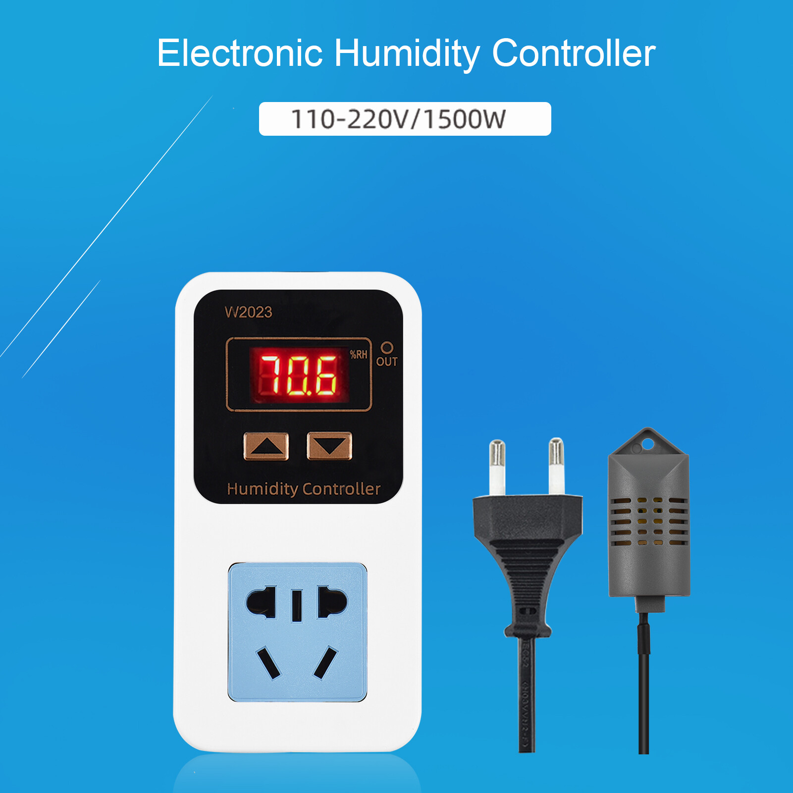 NANWEI Bộ Điều Khiển Độ Ẩm Điện Tử 110-220V 10A 1500W Công Tắc Điều Khiển Độ Ẩm Màn Hình Kỹ Thuật Số Thông Minh Kèm Cảm Biến Công Tắc Điều Khiển Hút Ẩm Độ Ẩm Gắn Tường Ổ Cắm