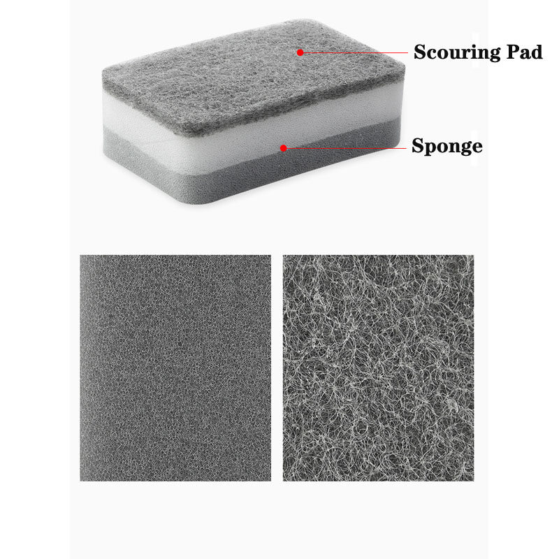 5PC/Set Double-Sided Sponge Scrub Pot To Wash Dishes Magic Wipe Kitchen Housework Cleaning Three-Layer Sponge Scouring Pad