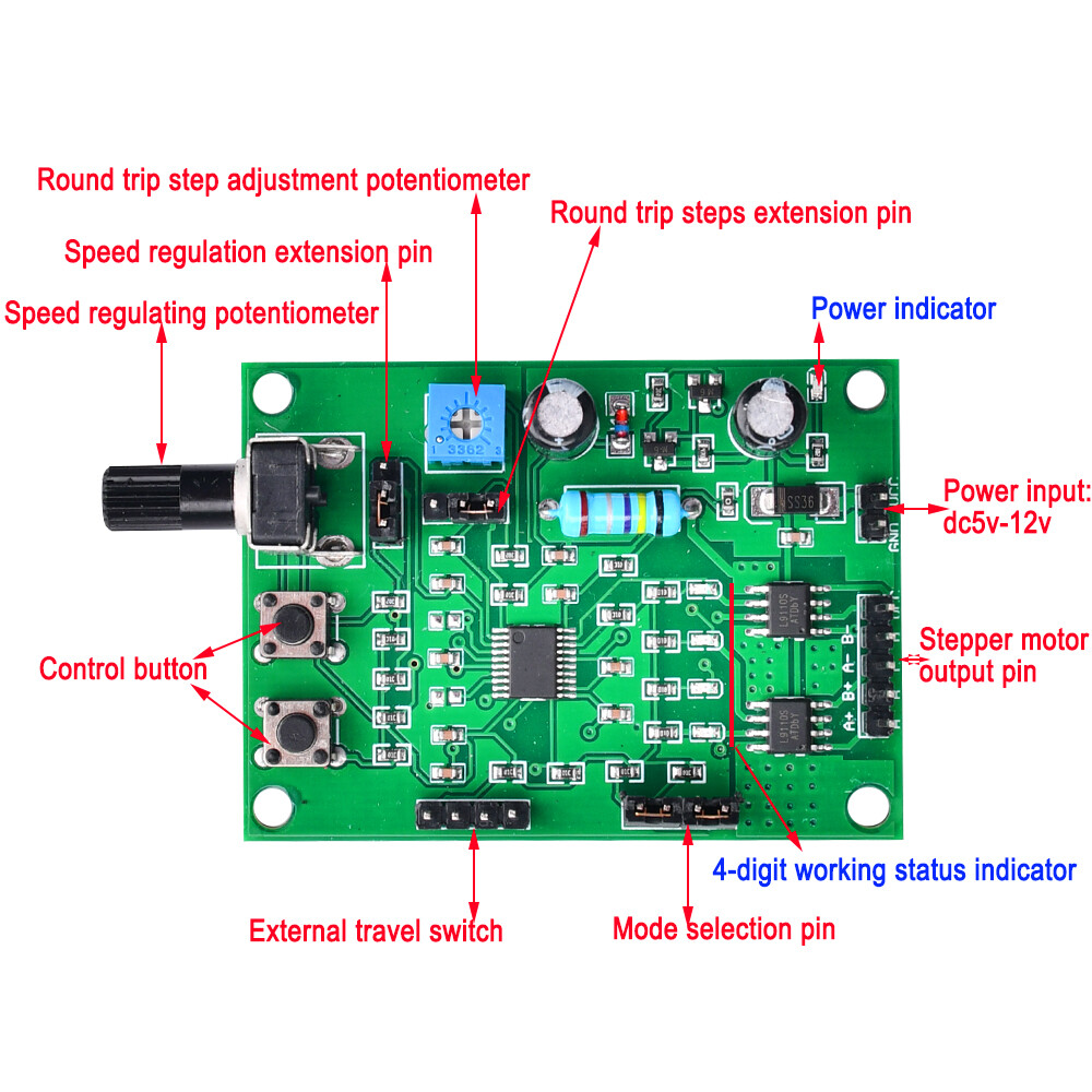 Aideepen DC 5V-12V Stepper Motor Driver Mini 2-phase 4-wire 4-phase 5-wire Multifunction Step Motor Speed Controller Module Board