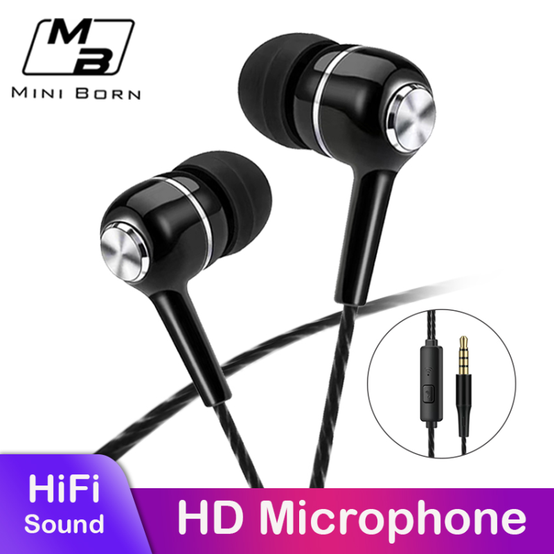 Mini born In-Ear Headphones Earphone Wired Earbuds Sport In Ear Headphone Stereo Headset 3.5mm Jack Wired Cable Music Headphone HIFI Sound Quality No Ear Pain Earphone Headphone with HD Microphone Singapore