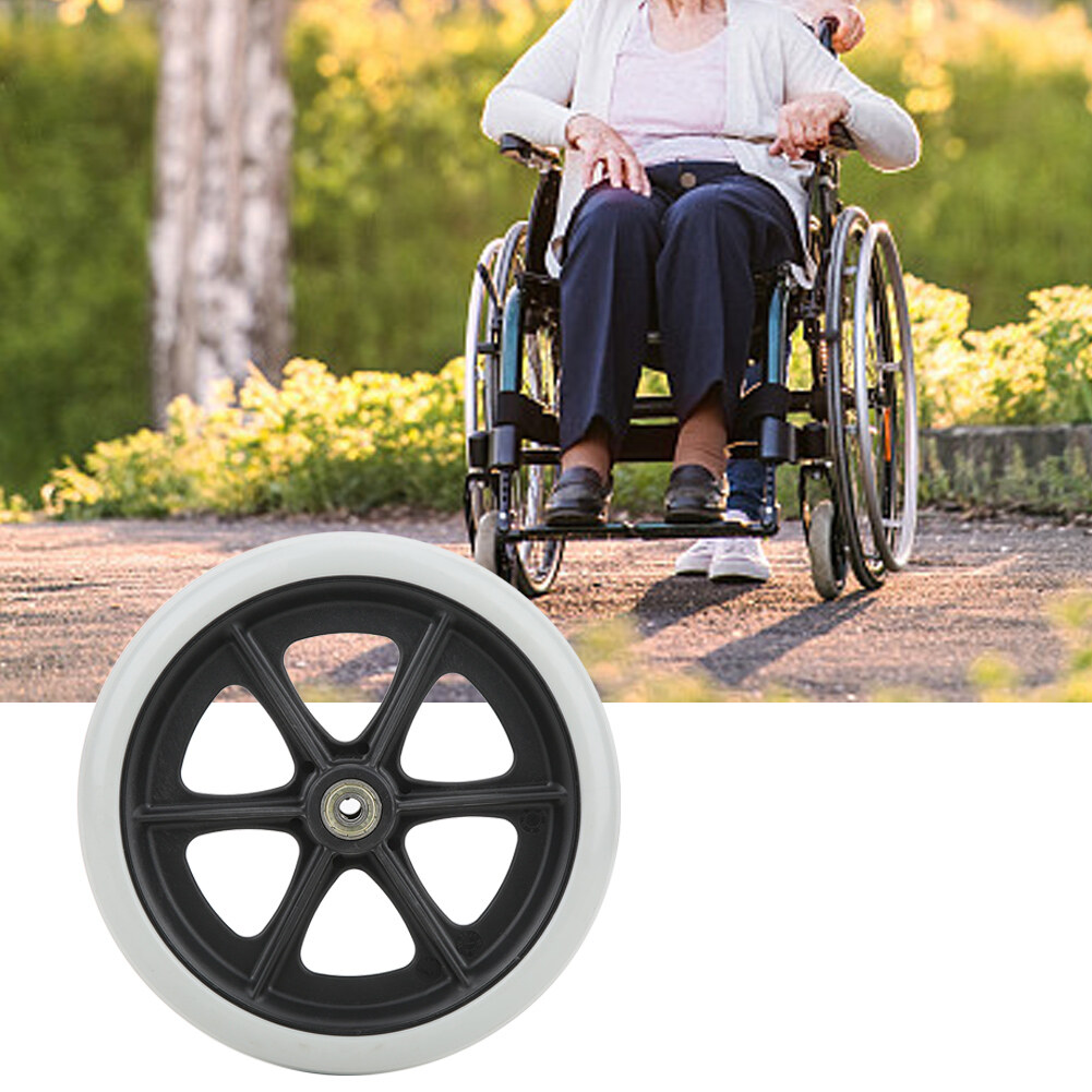 Wheelchair front wheels, 8 \"rubber single wheel front wheel handlebar 120 kg Maximum load front wheel wheelchair wheel 0.3 inch bearing inner diameter anti-slip wheel