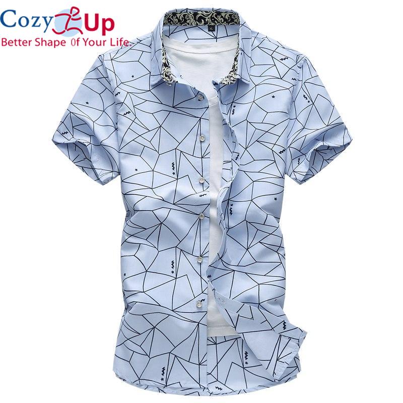 Cozy Up Summer New Men Shirt Fashion Plaid Printing Male Casual Short Sleeve Shirt Large