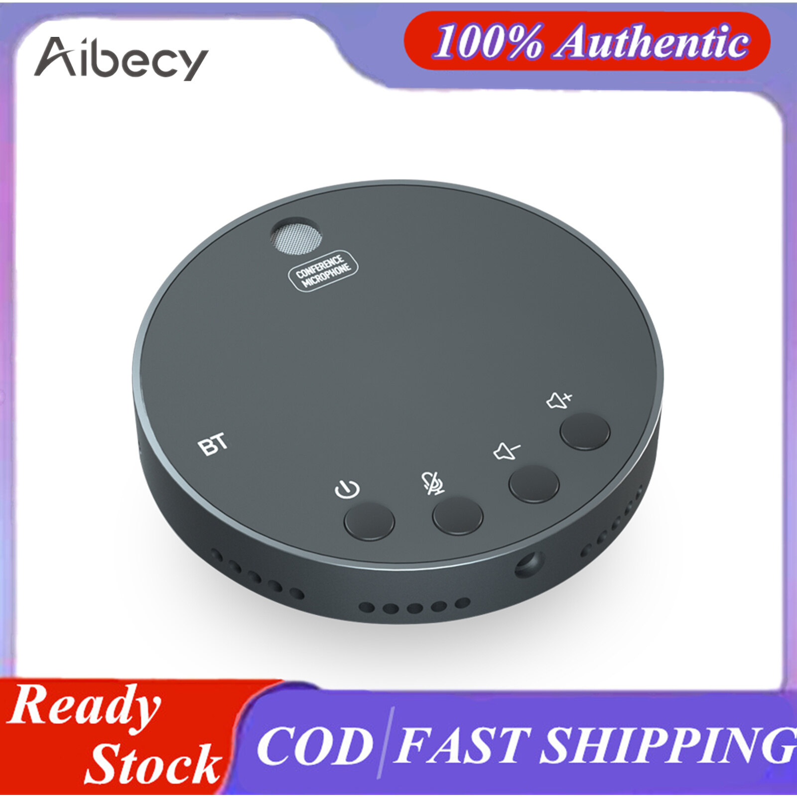 Aibecy Desktop USB Conference Speakerphone BT Microphone 360° Omnidirectional Condenser Plug & Play PC Computer Mic with Speaker Mute/Volume Function Compatible with Windows Mac for PC Laptop Video Conference Recording Chatting Gaming Online Class Skype