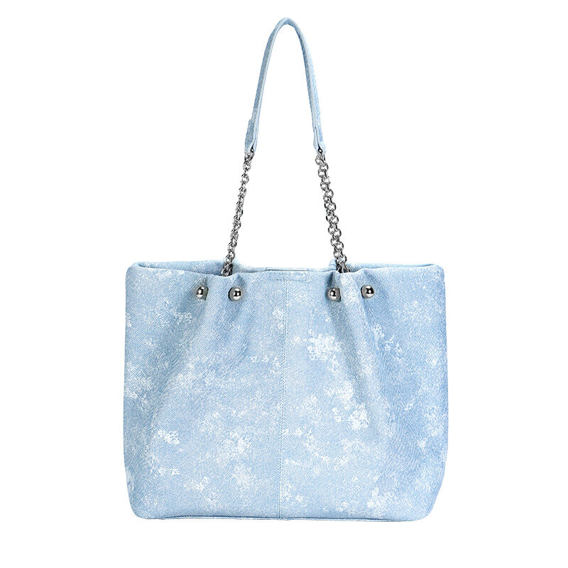 Cjoy Women's shoulder bag fashion large capacity tote bag denim chain shoulder bag