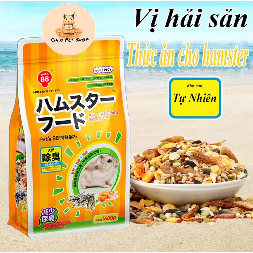 Thức ăn cho hamster vị hải sản túi 600g Pet's 88