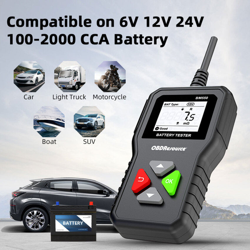 BM550 Car Battery Tester 6V 12V 24V 1002000 CCA 2Ah220Ah Battery