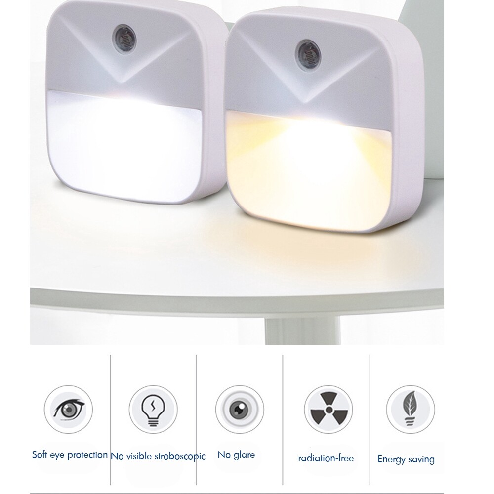 KEBIDU Đèn Chiếu Sáng Tự Động Đèn Ngủ Led Mini Cảm Biến Thông Minh Kèm Phích Cắm Đèn Tiết Kiệm Năng Lượng Cho Phòng Ngủ Đèn Tường Trong Nhà Bảo Vệ Mắt