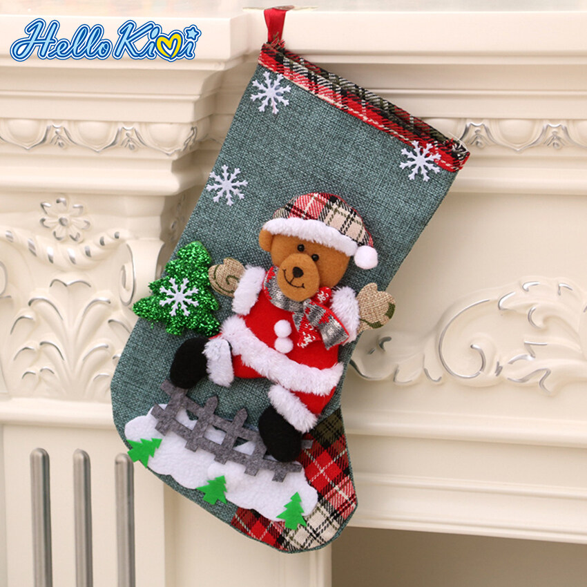 HelloKimi noel tất trang trí noel christmas socks Vớ Vớ Giáng Sinh Túi Kẹo Năm Mới Ông Già Noel Túi...