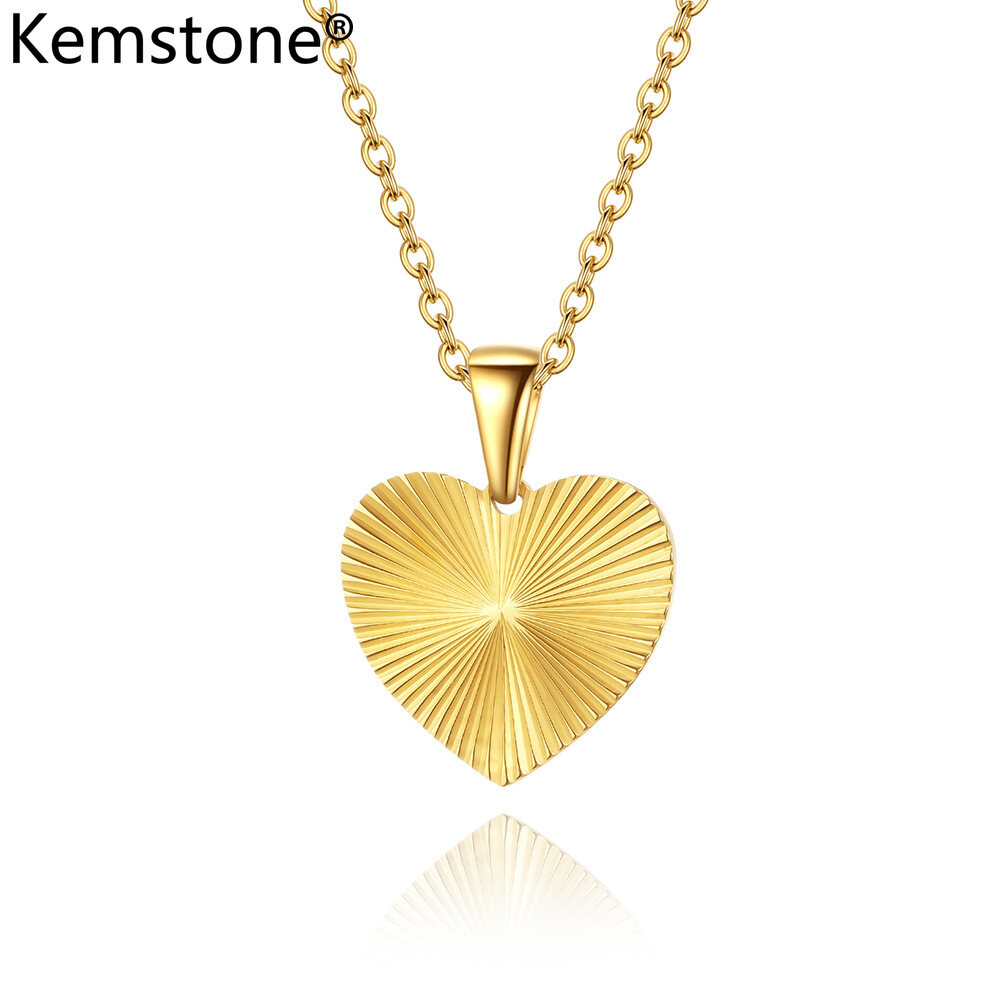 Kemstone Stainless Steel 18K Gold Plated Butterfly Love Heart Chain Necklace for Women