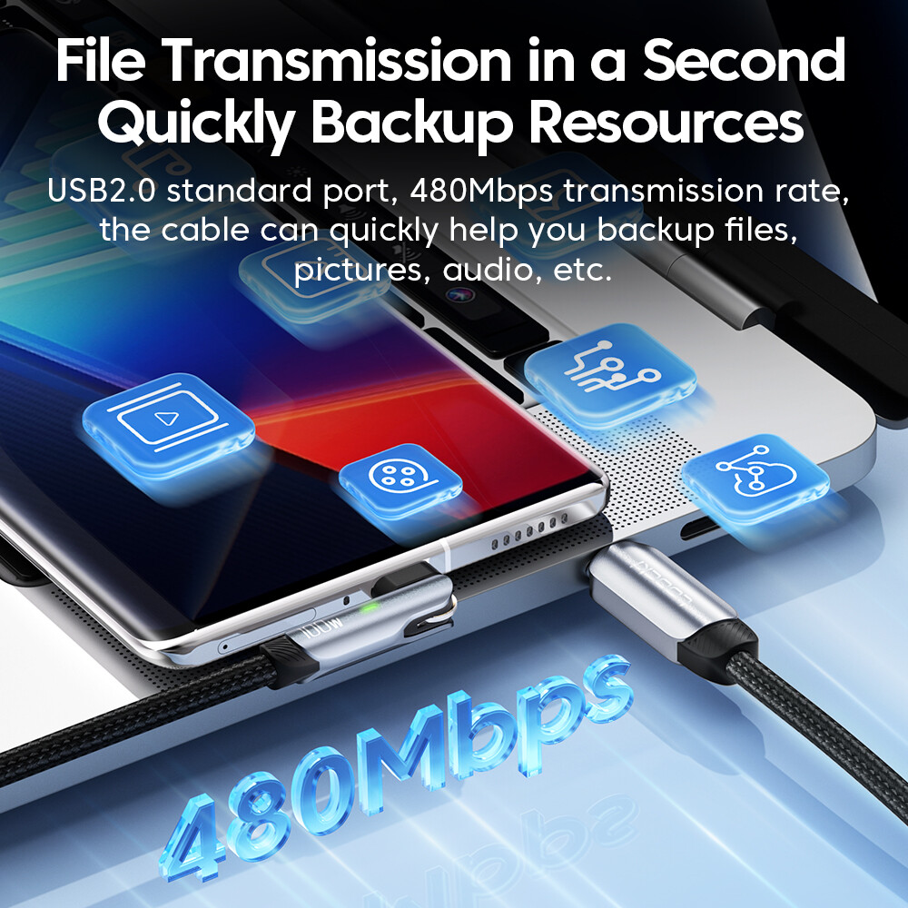 Toocki 180 ° Xoay USB C Để Loại C Cáp Pd 60W/100W Nhanh Chóng Sạc Cáp sạc USB-C Type-C Dây cáp cho Macbook Dữ Liệu Huawei Xiaomi Samsung