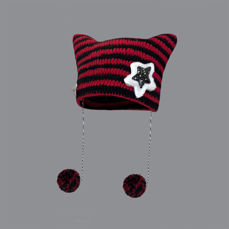 ILOVEDIY] Yabi Feng Handmade Cute Five-Pointed Star Striped Woolen