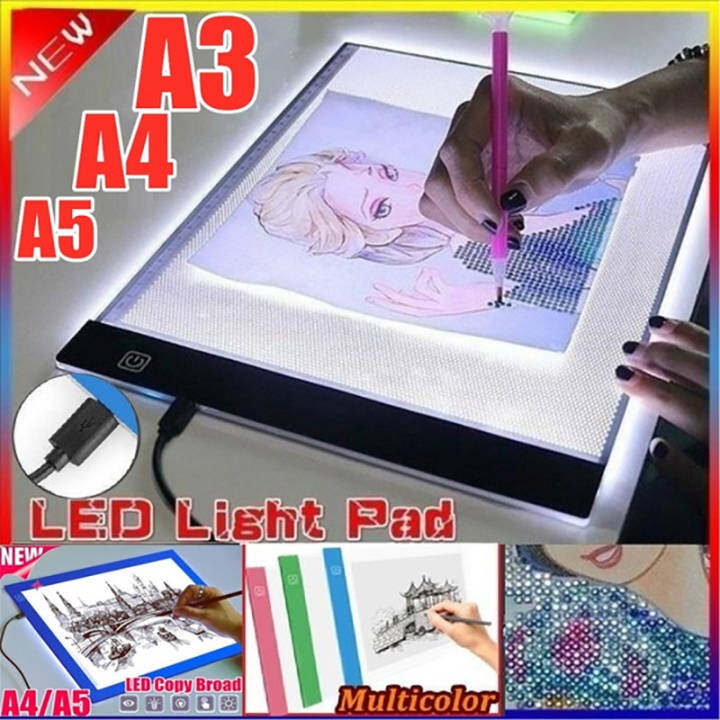A3 USB Powered Ultra-Thin LED Vẽ Ban Aritist Tattoo Stencil Board Hộp Đèn Truy Tìm Vẽ Pad Bảng 3 Cấp Độ Mờ
