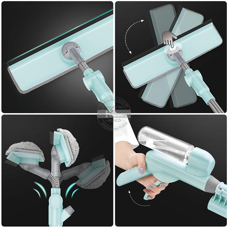 Konco Glass Cleaner Window Squeegee Microfiber Extendable Window Scrubber Telescopic Handle Glass Sponge