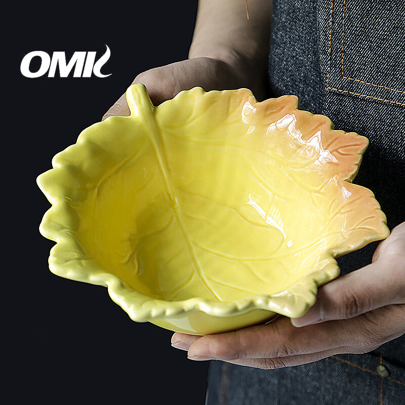 OMK Maple leaf shaped Ceramic plates and salad bowls
