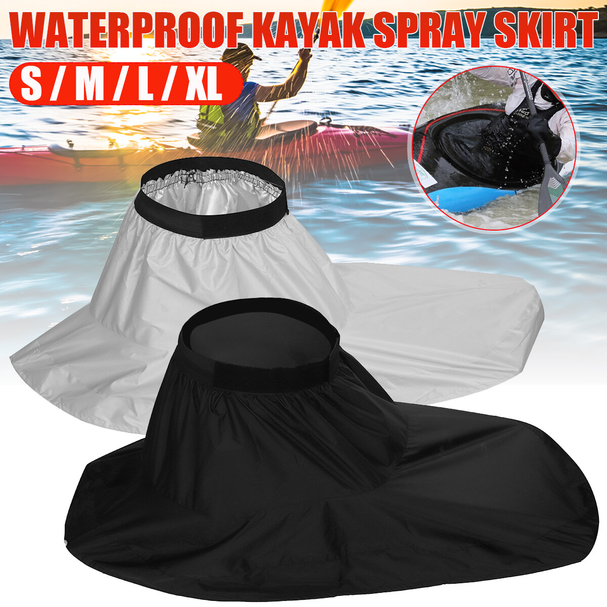 Grey Universal Nylon Marine Boat Canoe Kayak Splash Spray Skirt Deck Sprayskirt Waterproof Cover Tbest Kayak Sprayskirt Cover