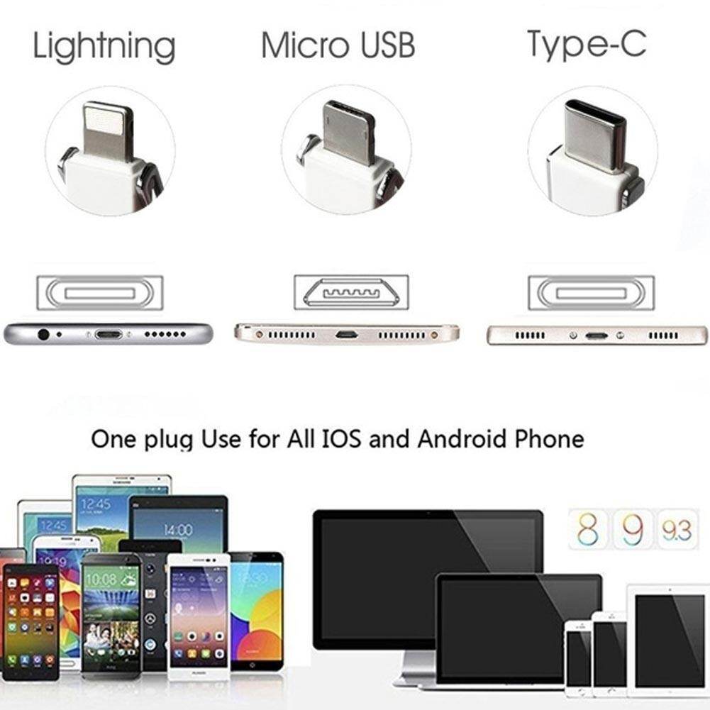 3 in 1 Multi keychain  Charging Cable Portable  Magnetic Travel Short Cables Type C Lightning Micro USB  Compatible iPhone Android All Smartphones